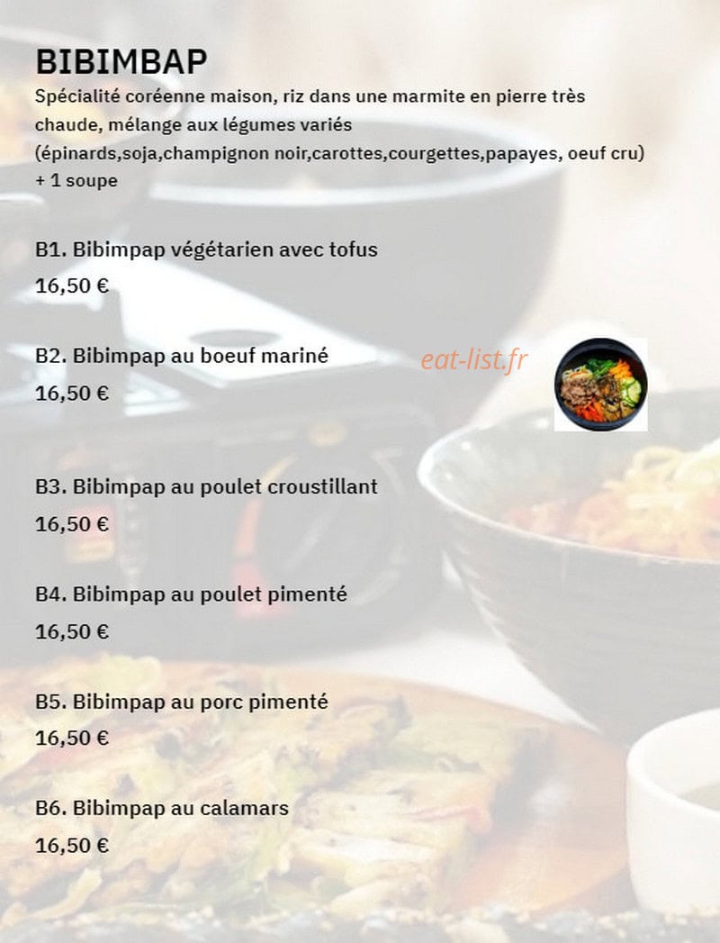 PW restaurant coréen — carte page 5