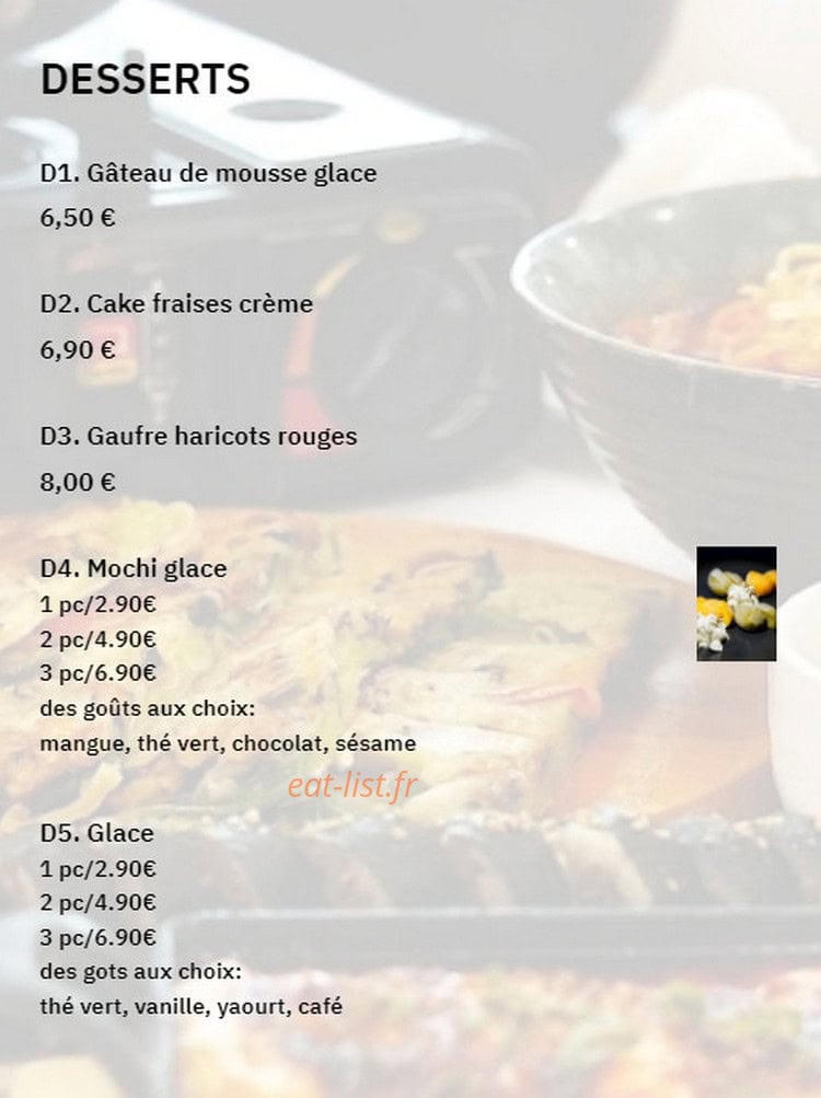 PW restaurant coréen — carte page 10