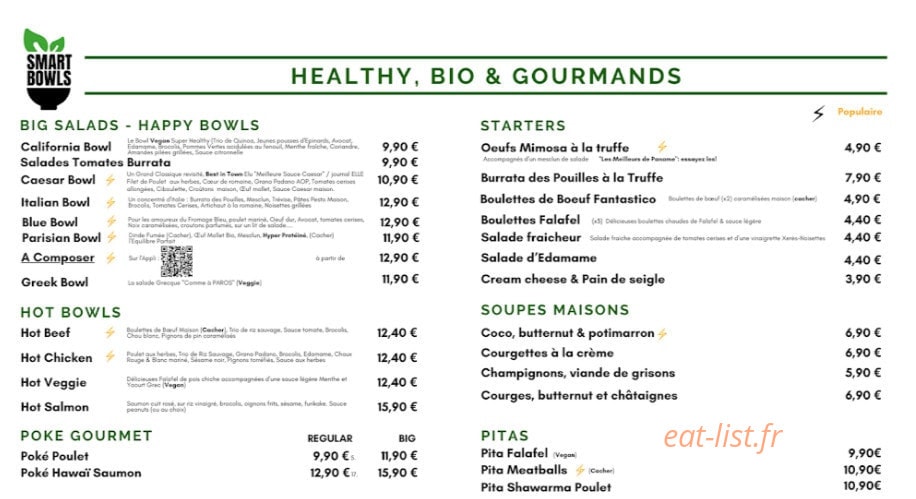 Smart Bowls — carte page 1