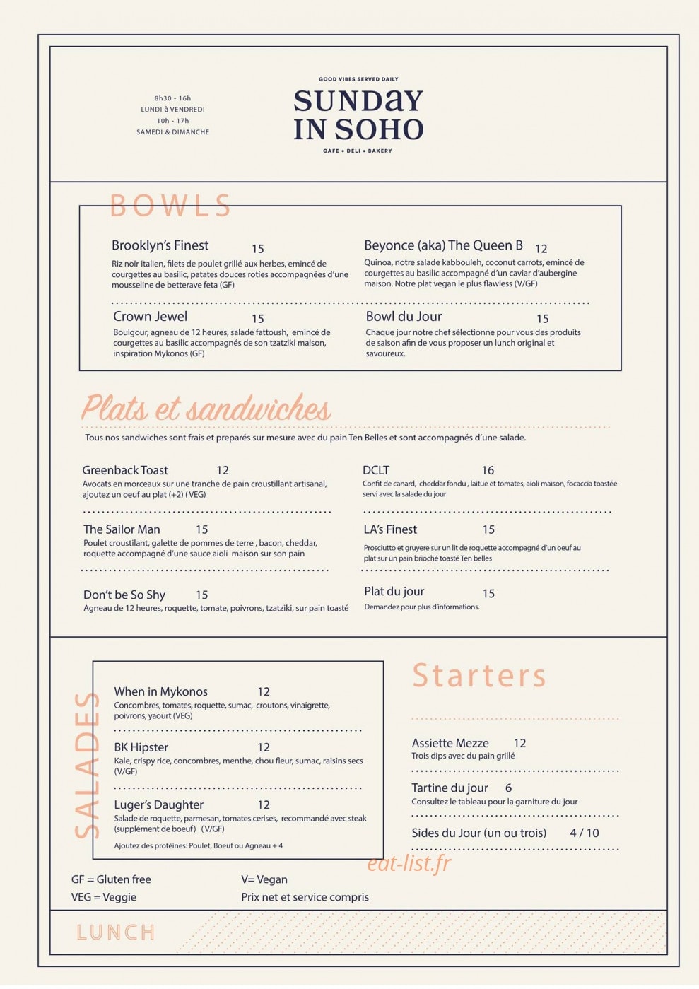 Sunday in Soho — carte page 1