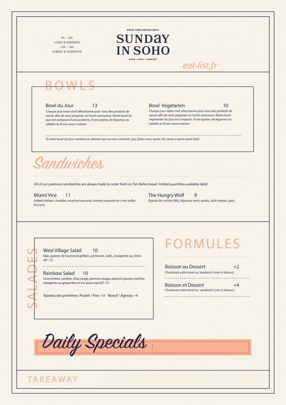 Sunday in Soho — carte page 3