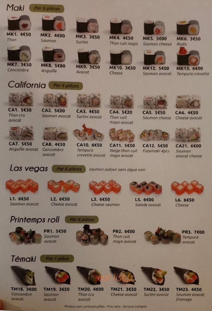 Ta Sushi — carte page 2