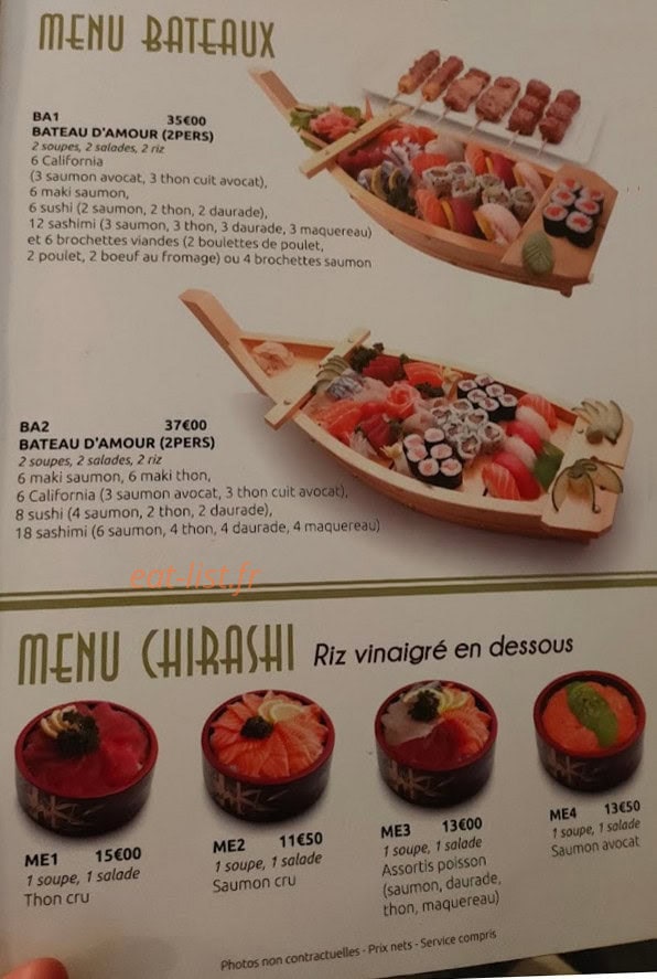 Ta Sushi — carte page 1