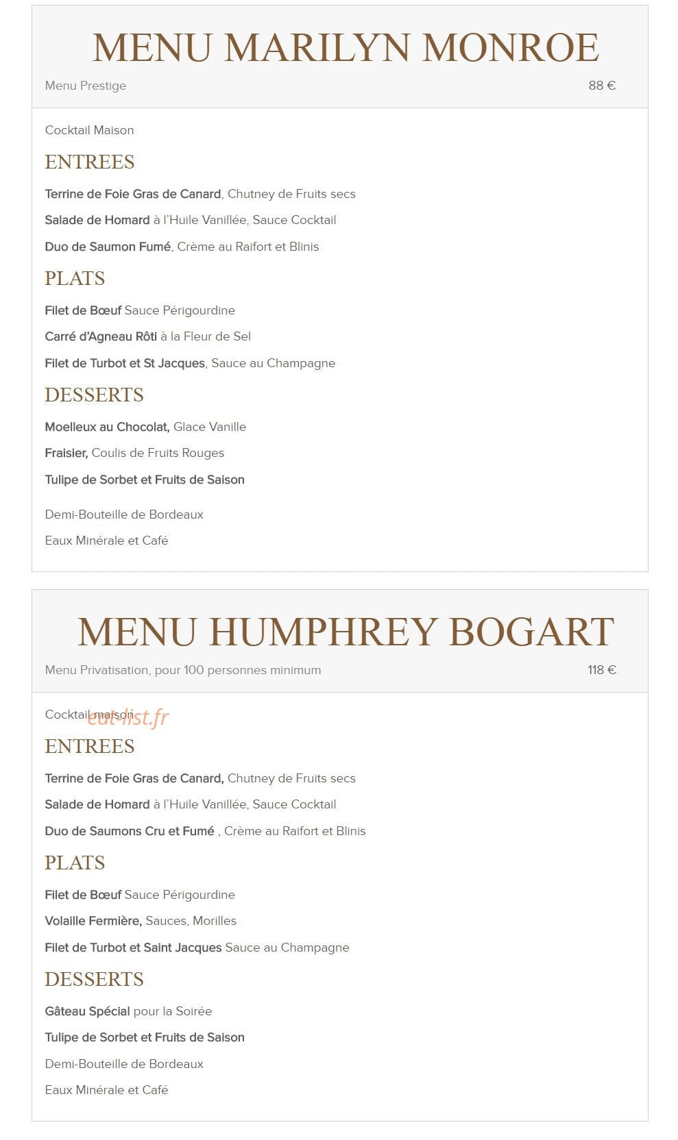 The Hollywood Savoy — carte page 2
