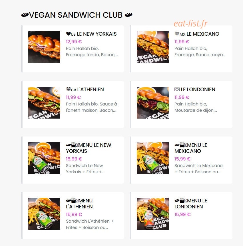 Vegan Sandwich Club — carte page 3