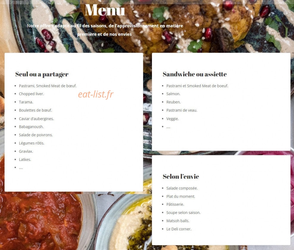 Will's Deli — carte page 1