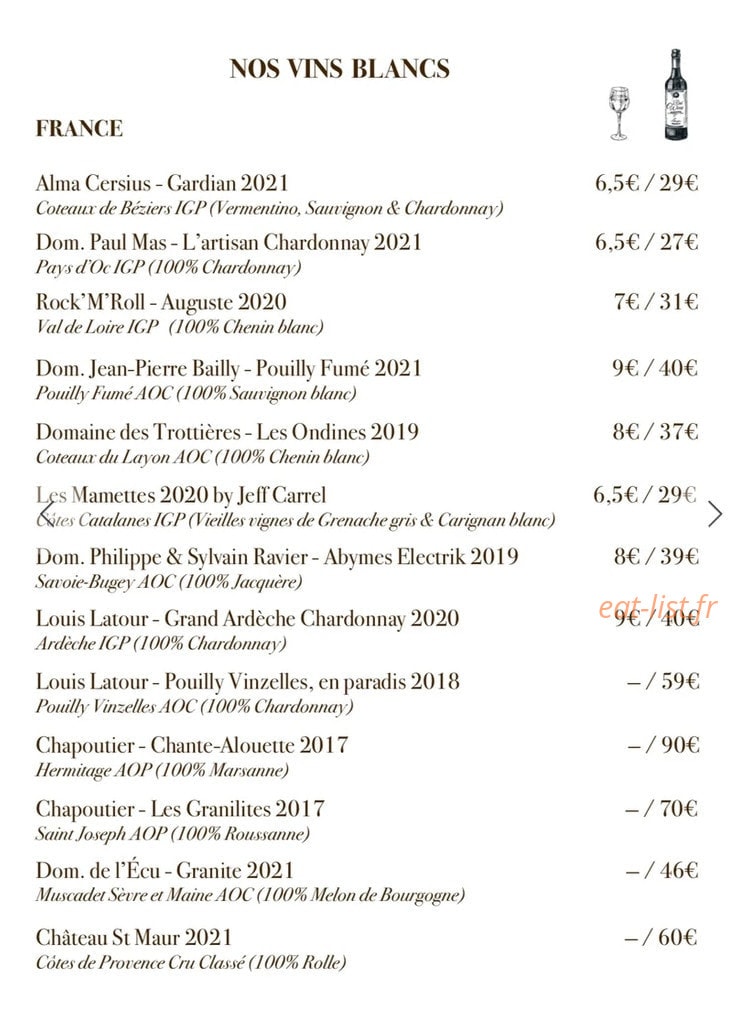 Adonis Wine — carte page 4