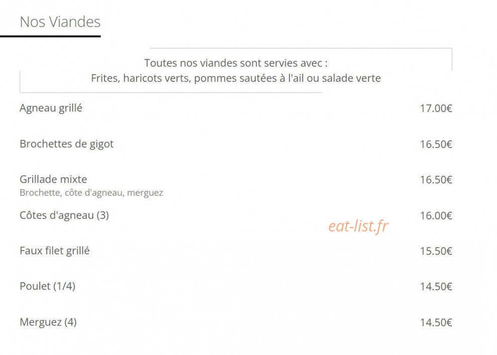 Au Royal Couscous — carte page 4