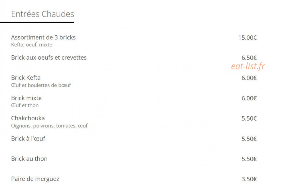 Au Royal Couscous — carte page 2