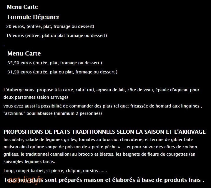 Auberge Chez Rosito — carte page 1