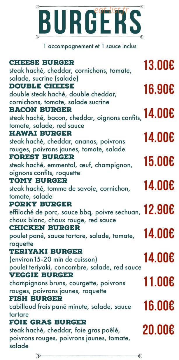 Banger Burger — carte page 2