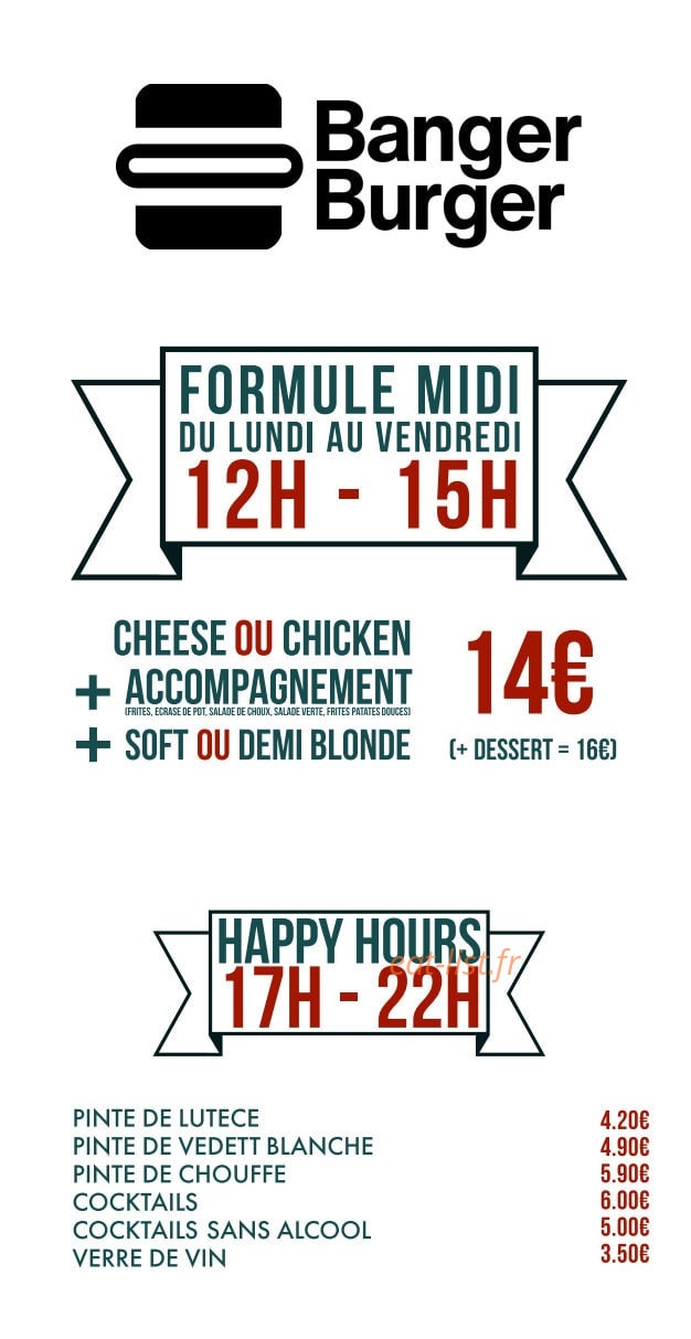 Banger Burger — carte page 1