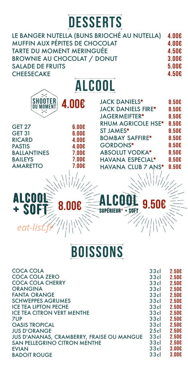 Banger Burger — carte page 4