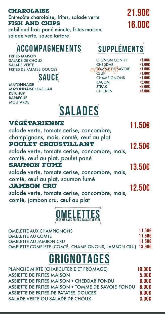 Banger Burger — carte page 3
