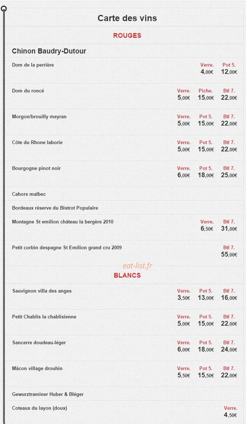 Bistrot Populaire — carte page 4