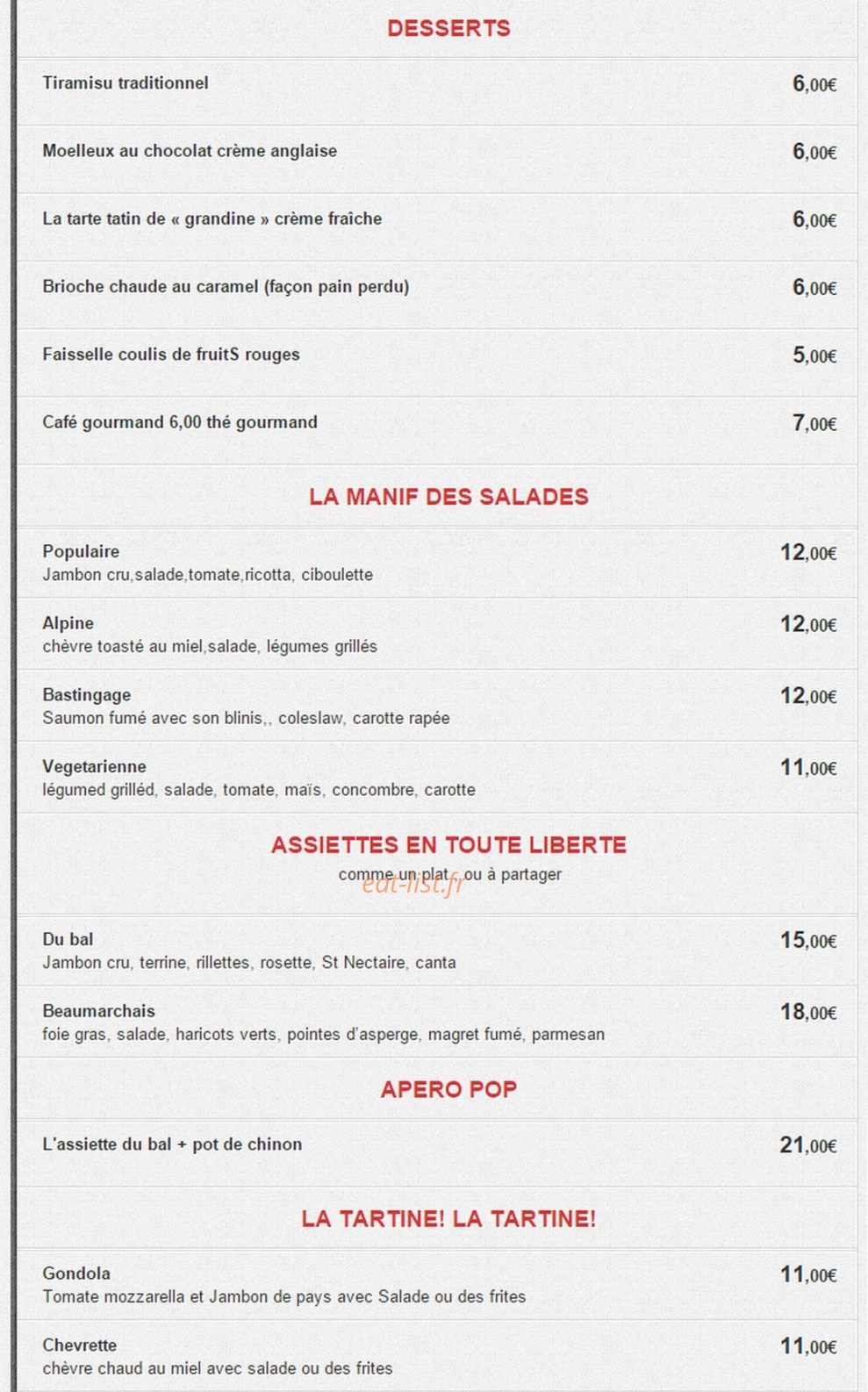 Bistrot Populaire — carte page 2