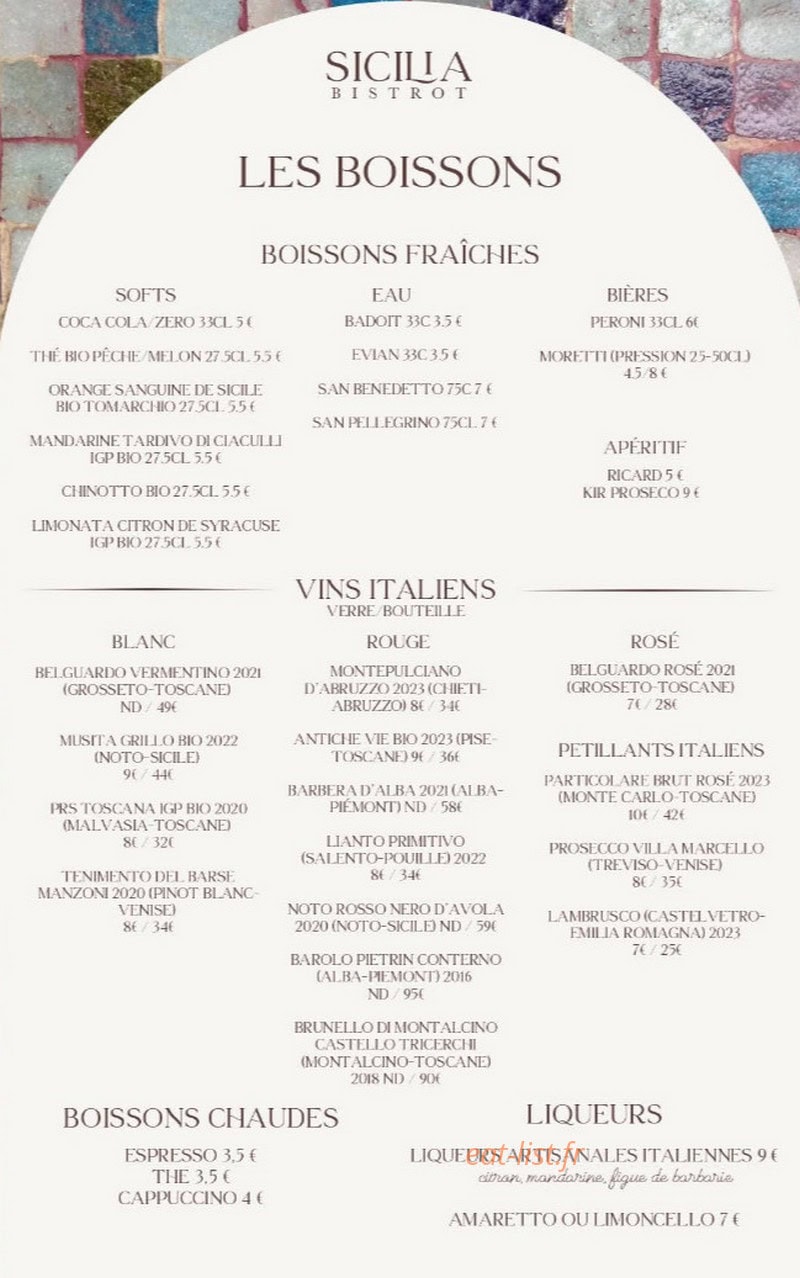Bistrot Sicilia — carte page 3