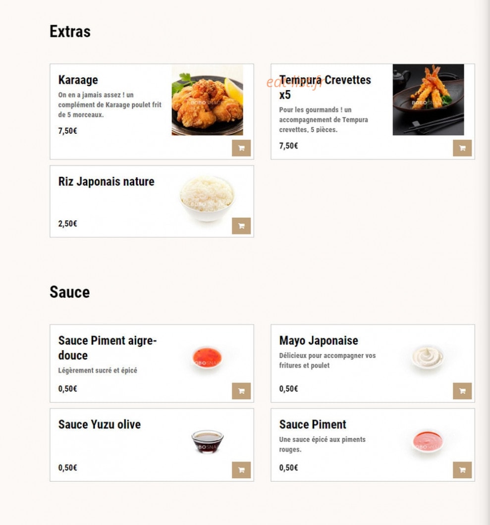 Bobo snack — carte page 2