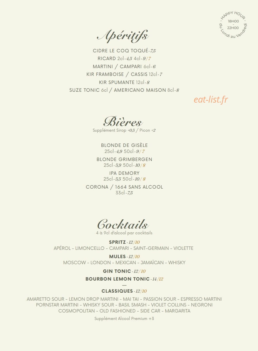 Brasserie Gisèle — carte page 9