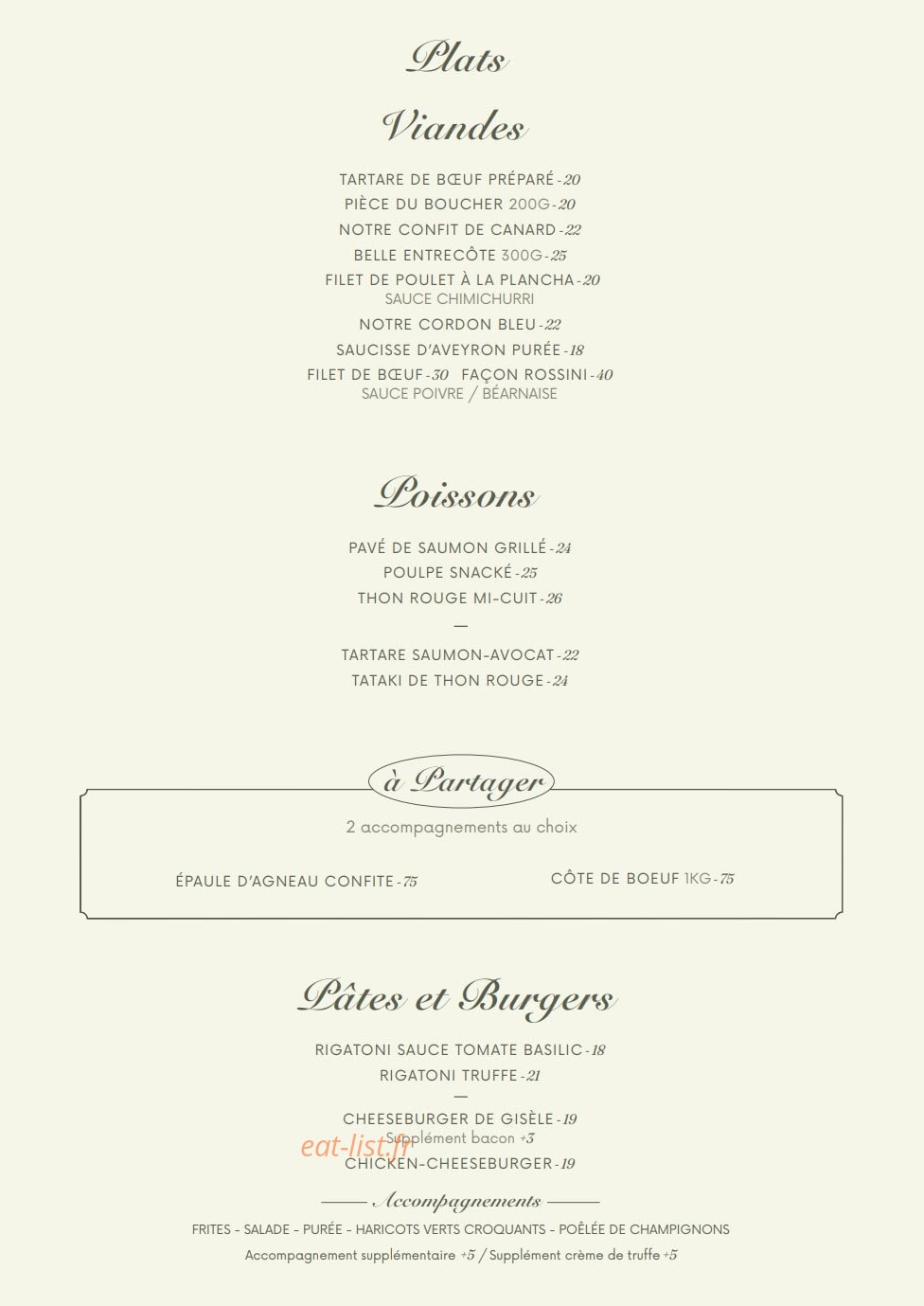 Brasserie Gisèle — carte page 2