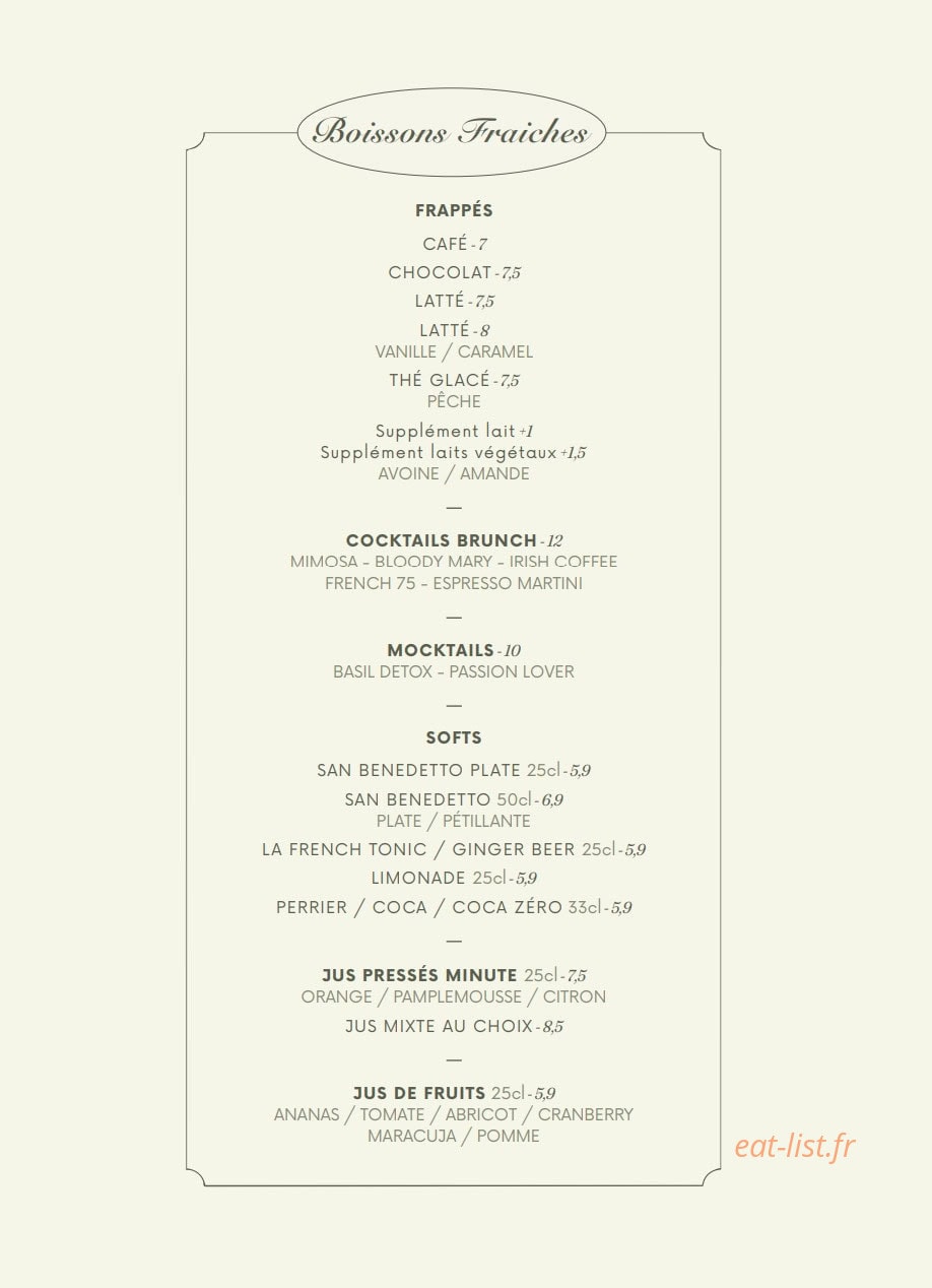 Brasserie Gisèle — carte page 4