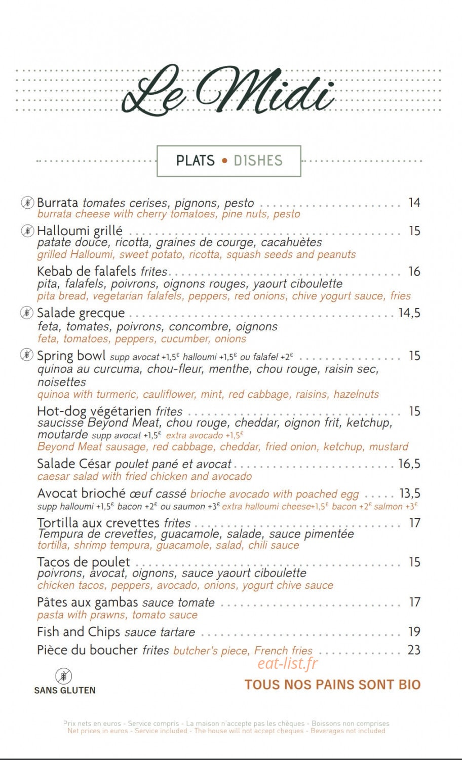 Café Crème — carte page 2