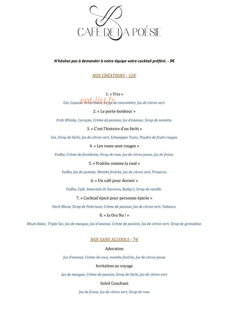 Café de la Poésie — carte page 3