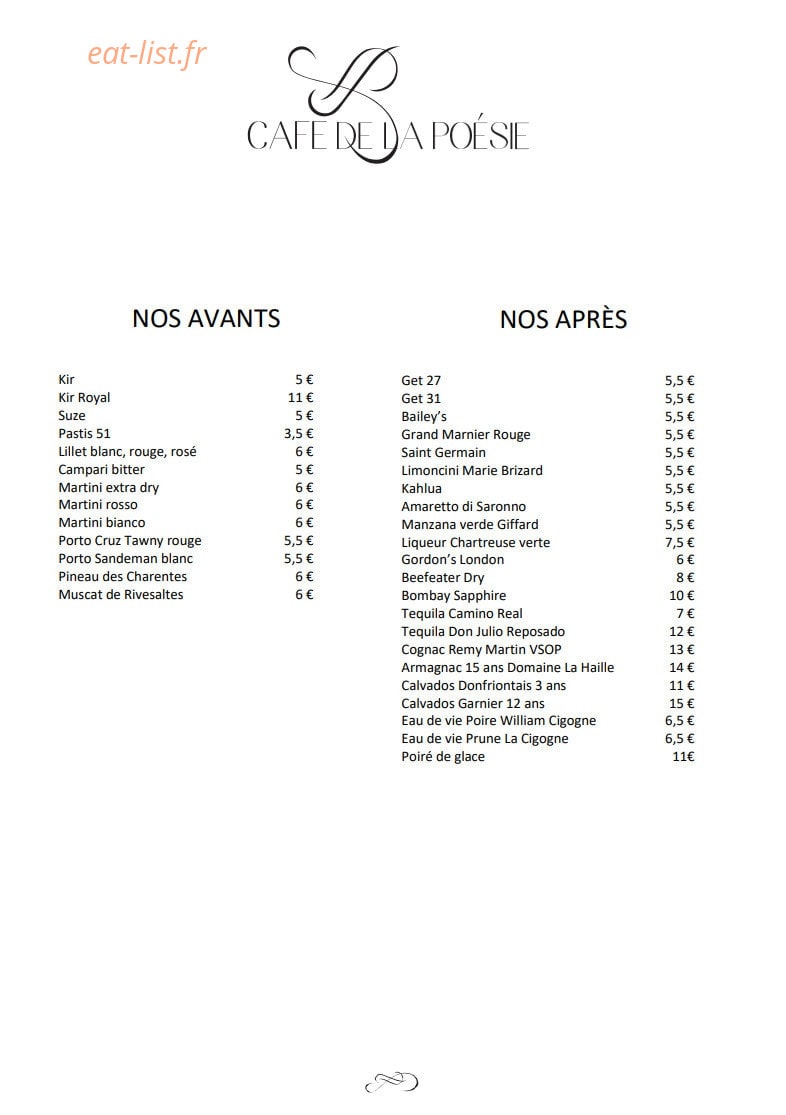 Café de la Poésie — carte page 9