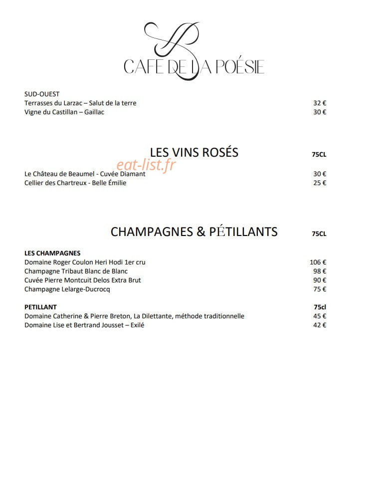 Café de la Poésie — carte page 6