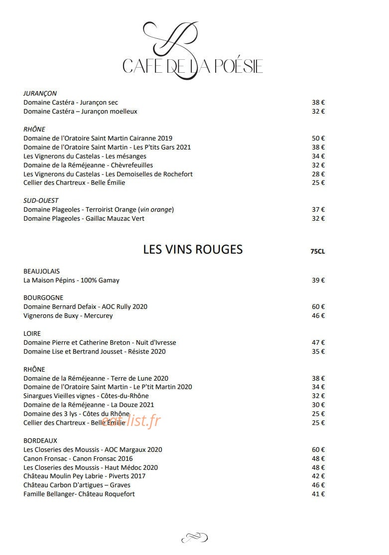 Café de la Poésie — carte page 5