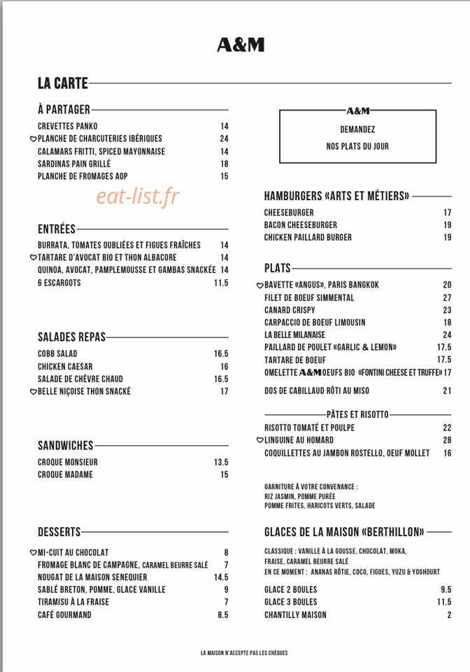 Café des Arts et Métiers — carte page 1