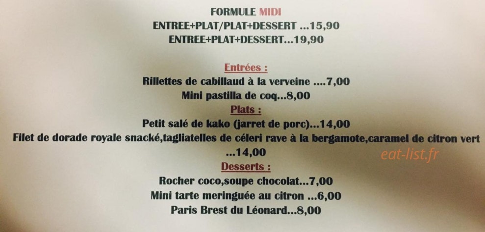 Café léonard — carte page 2
