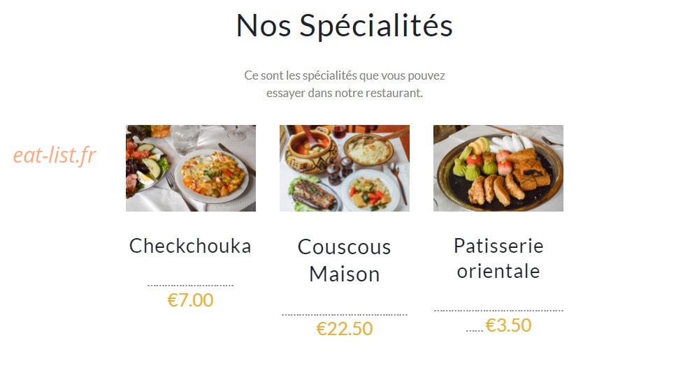 Chez Alain couscous — carte page 1