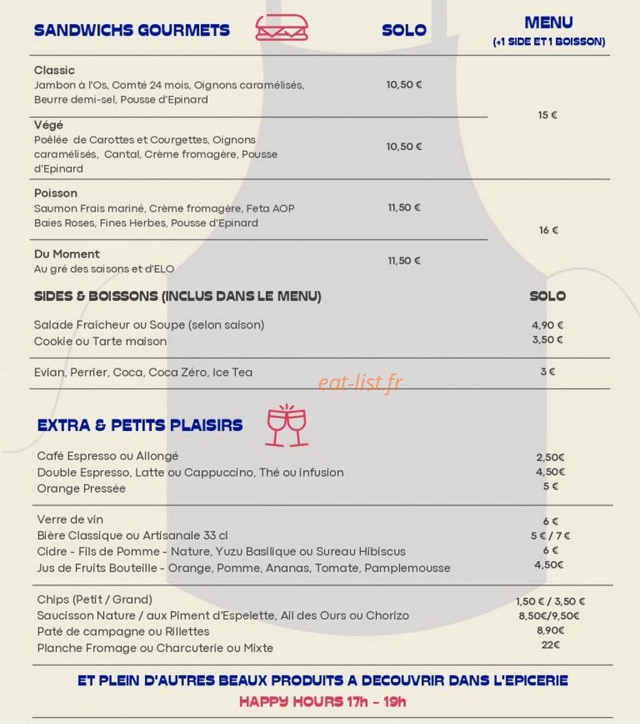 Chez Elo — carte page 1