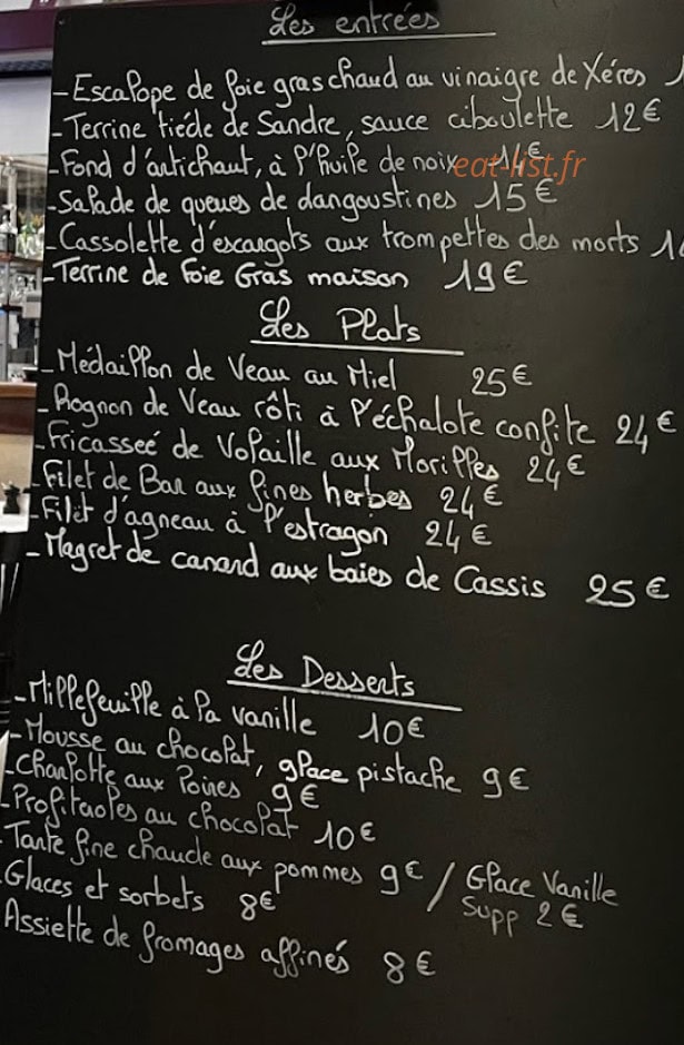 Chez Nenesse — carte page 1