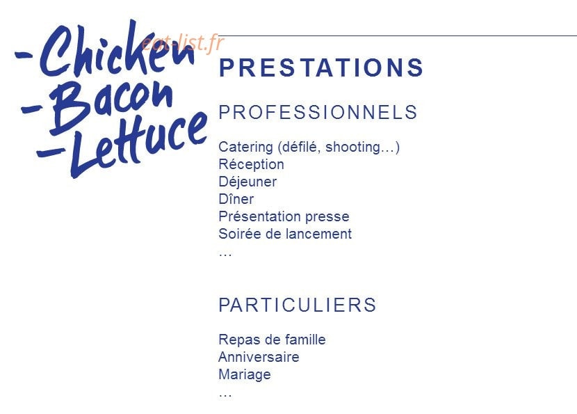 Chicken Bacon Lettuce — carte page 1