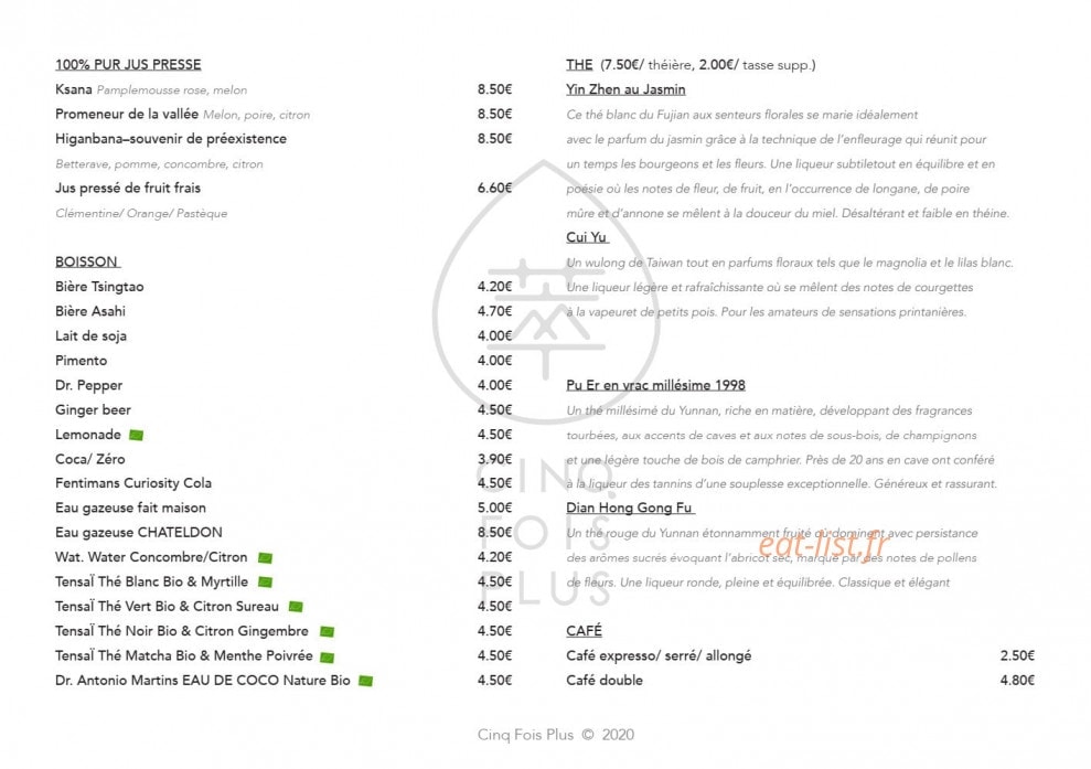Cinq Fois Plus — carte page 2