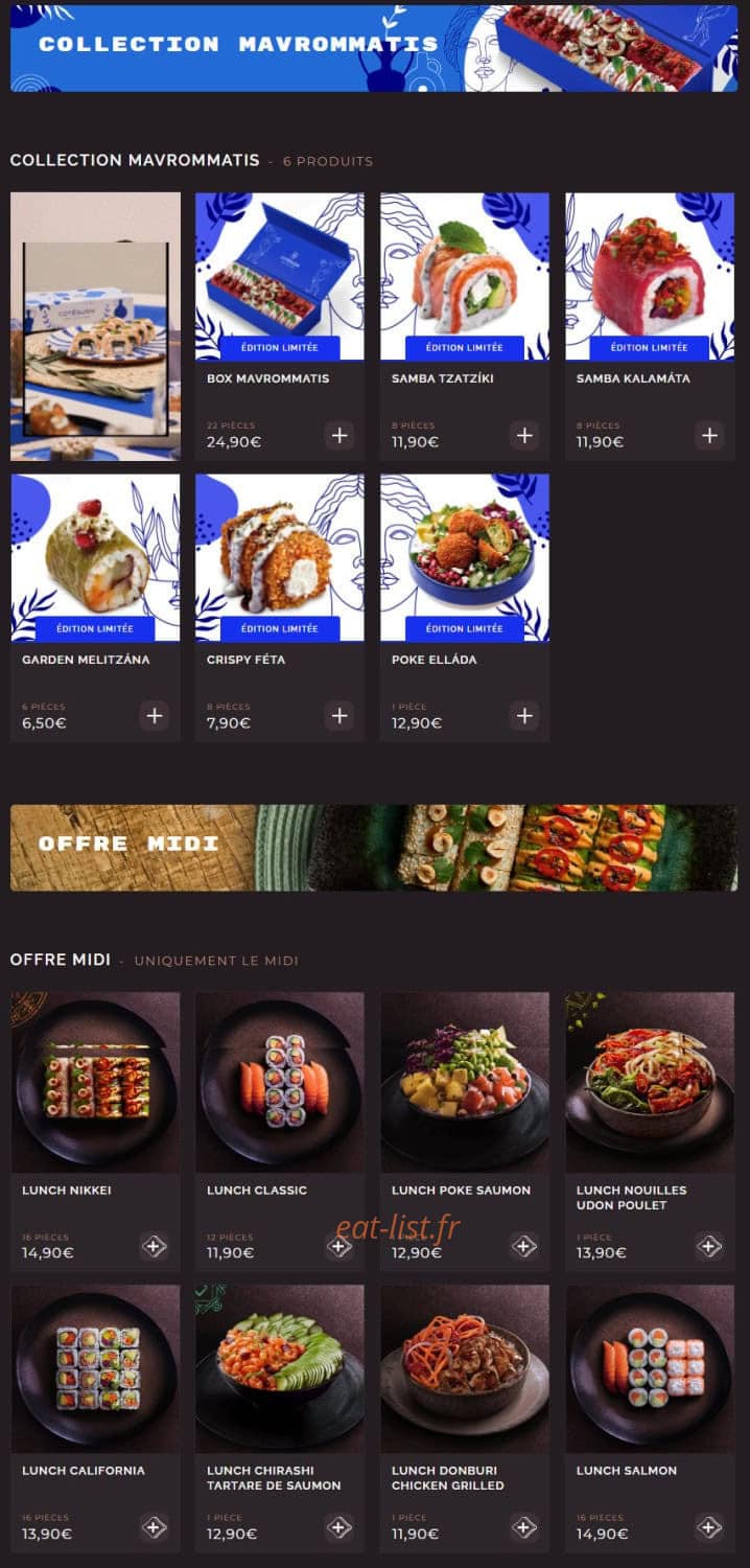 Côté Sushi — carte page 1