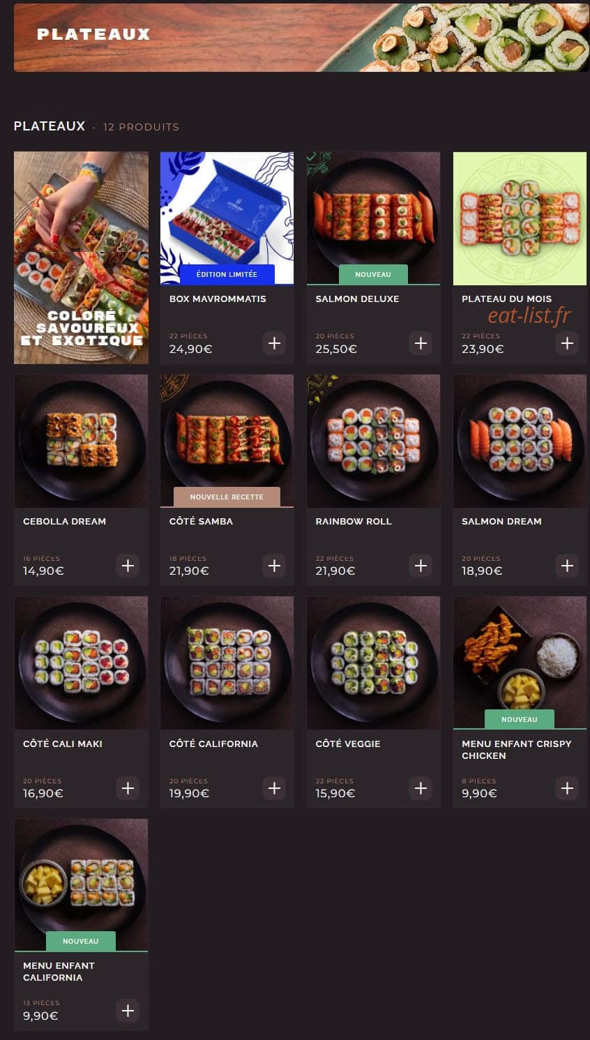 Côté Sushi — carte page 2