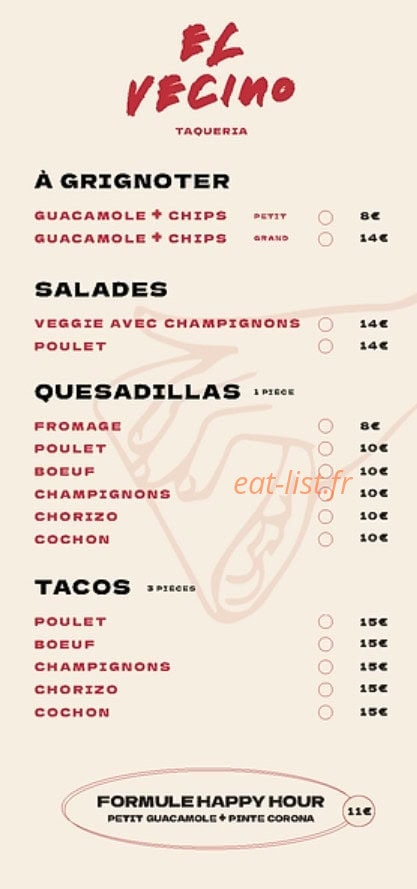 El Vecino Taqueria — carte page 1