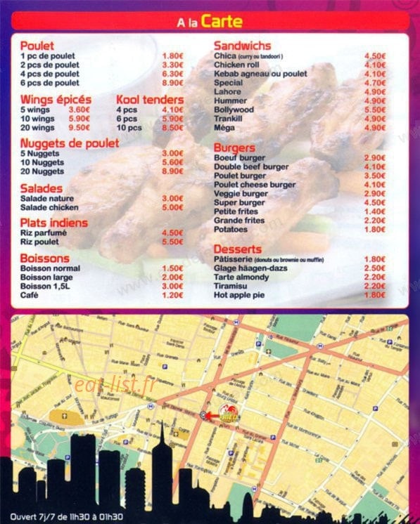 Euro fried chicken — carte page 4