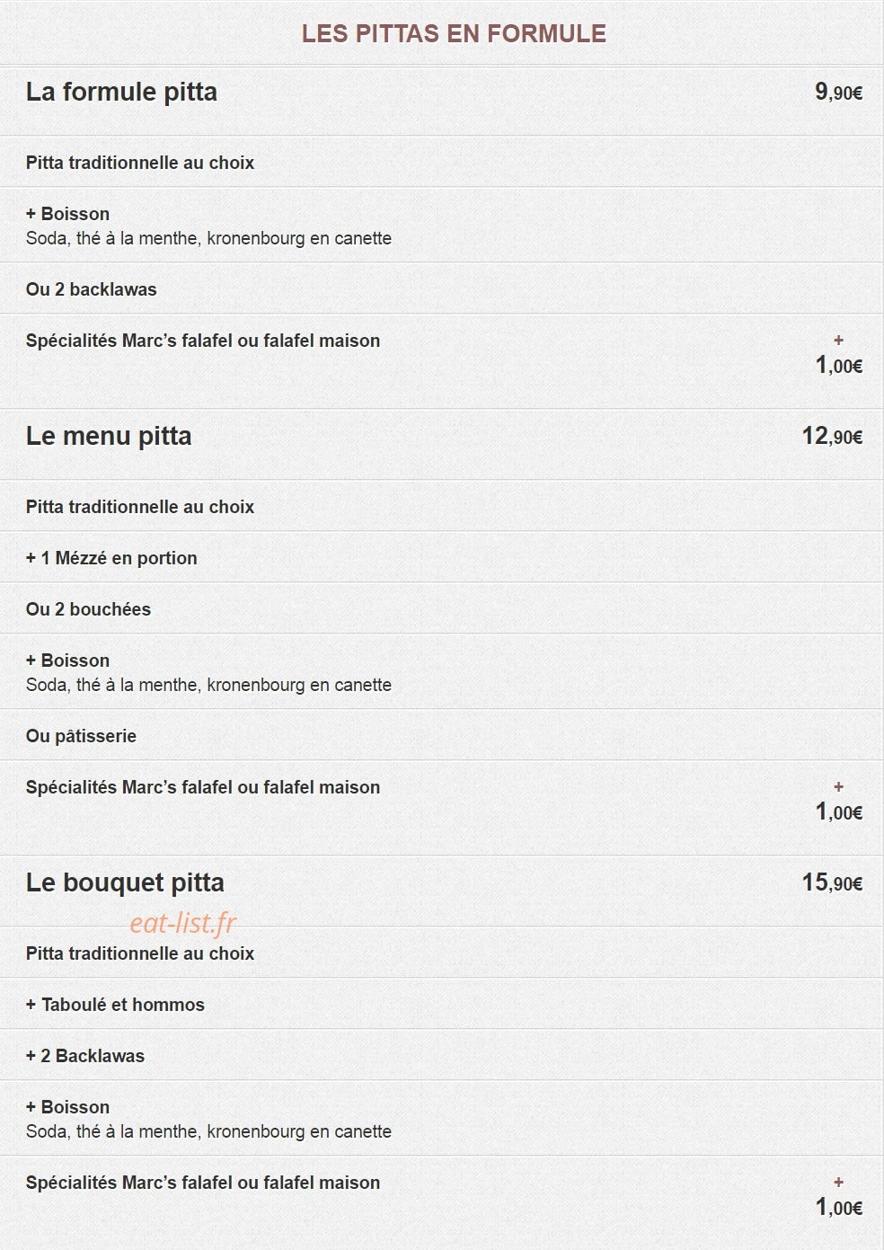 Falafel Cafe — carte page 7