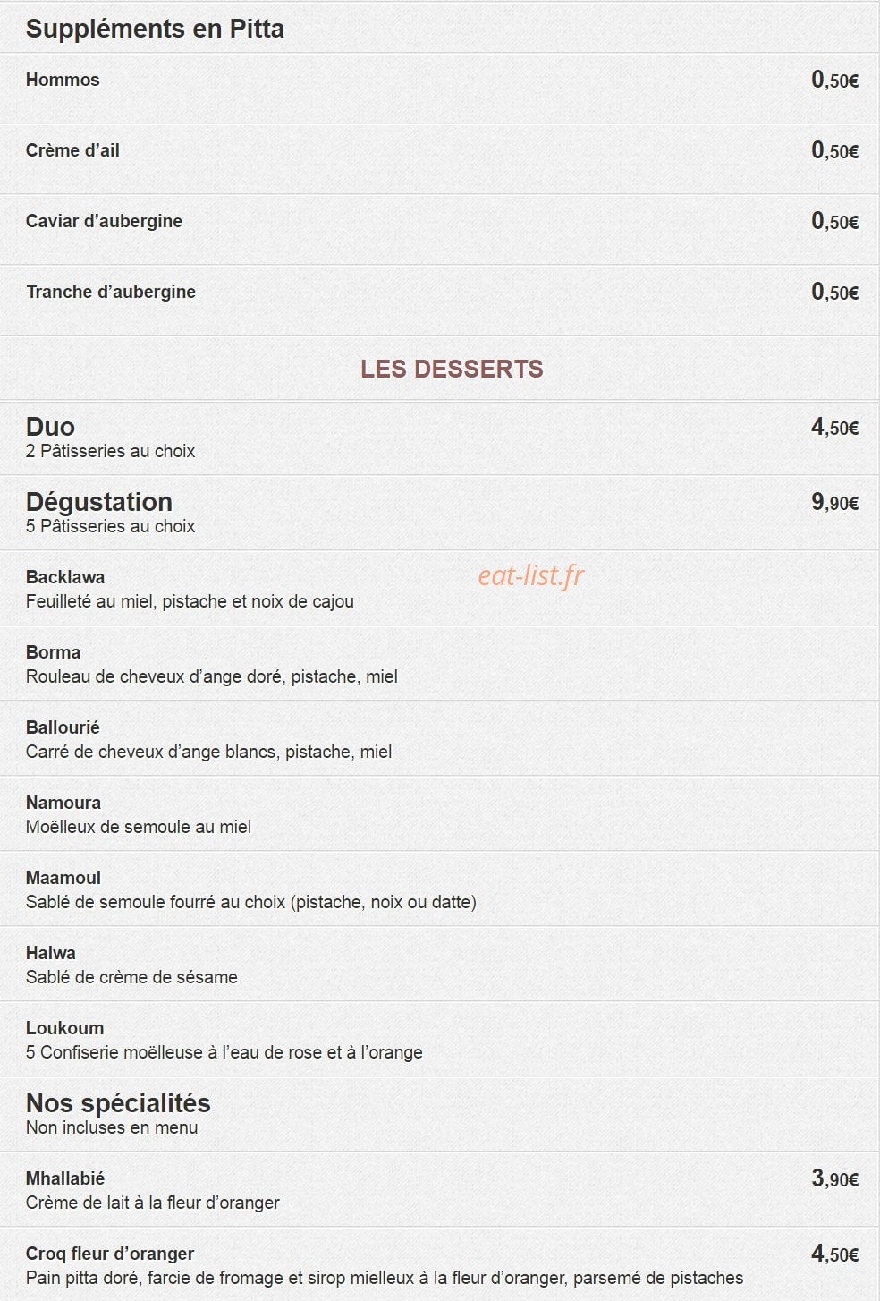 Falafel Cafe — carte page 10