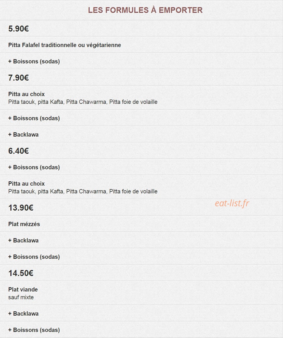 Falafel Cafe — carte page 1