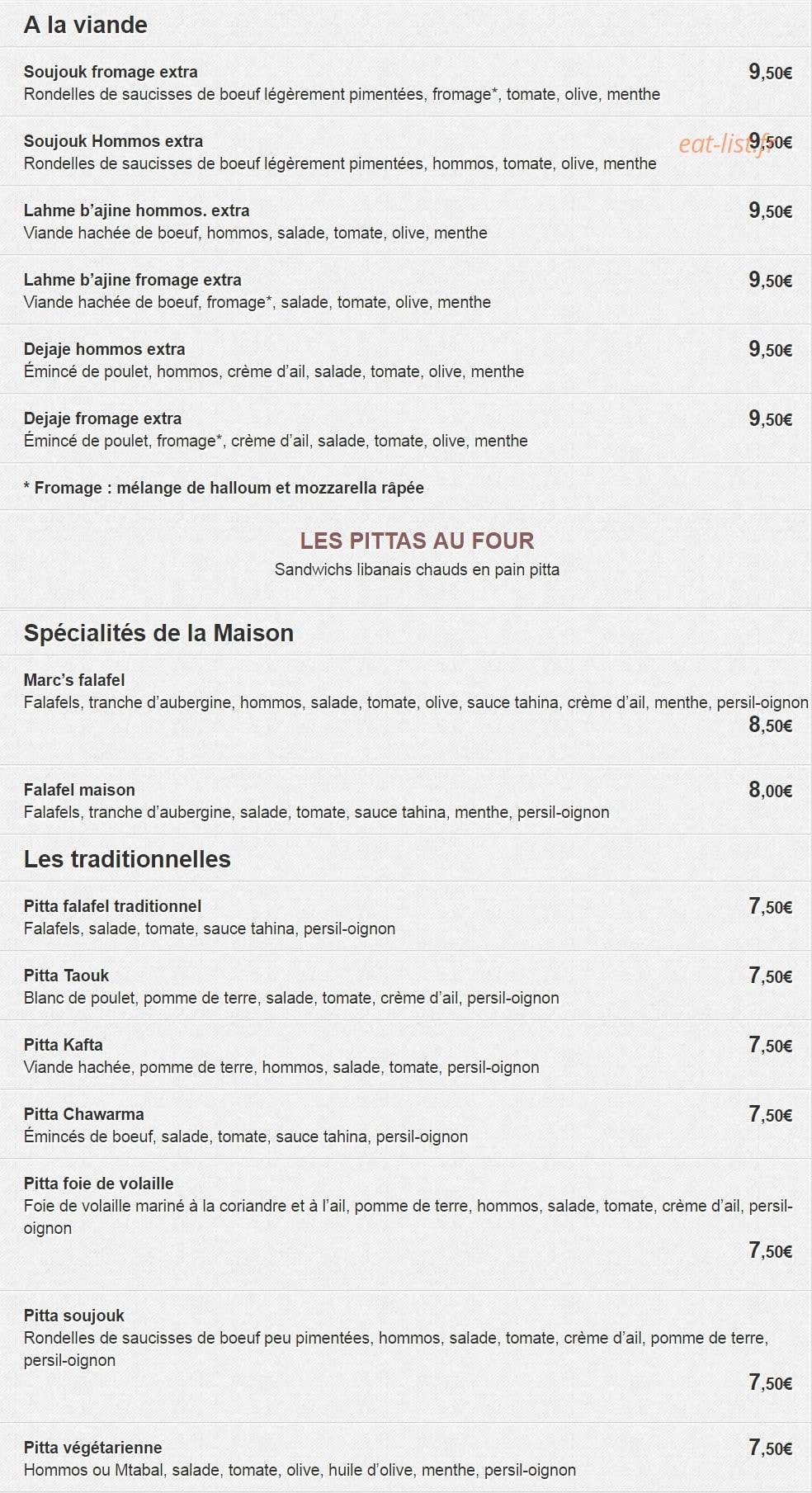 Falafel Cafe — carte page 9