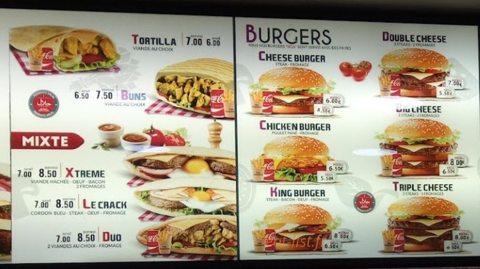 King Sandwich — carte page 1