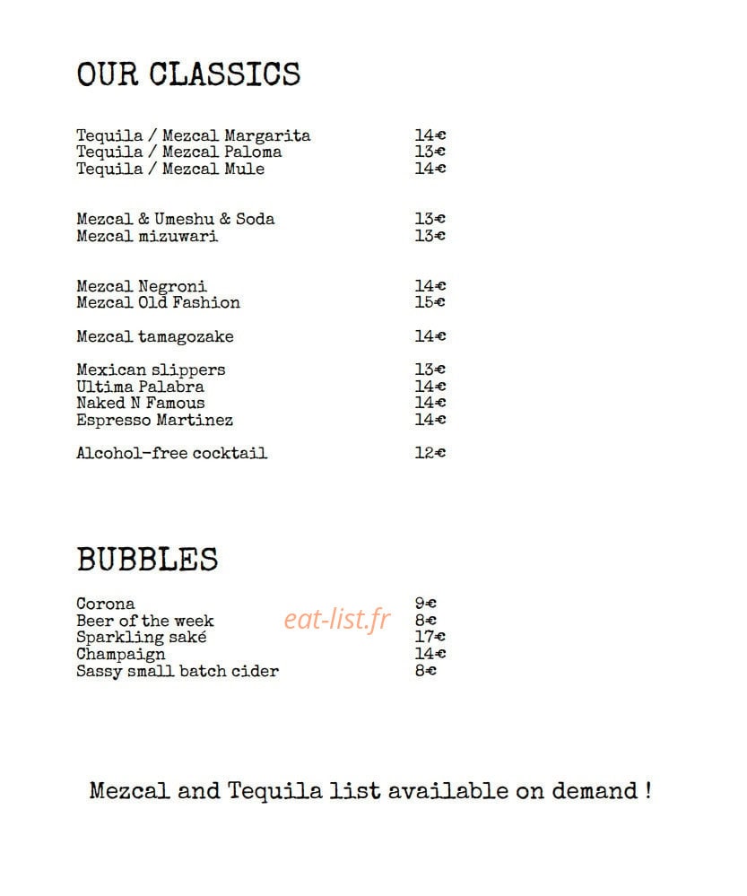 La Mezcaleria — carte page 2