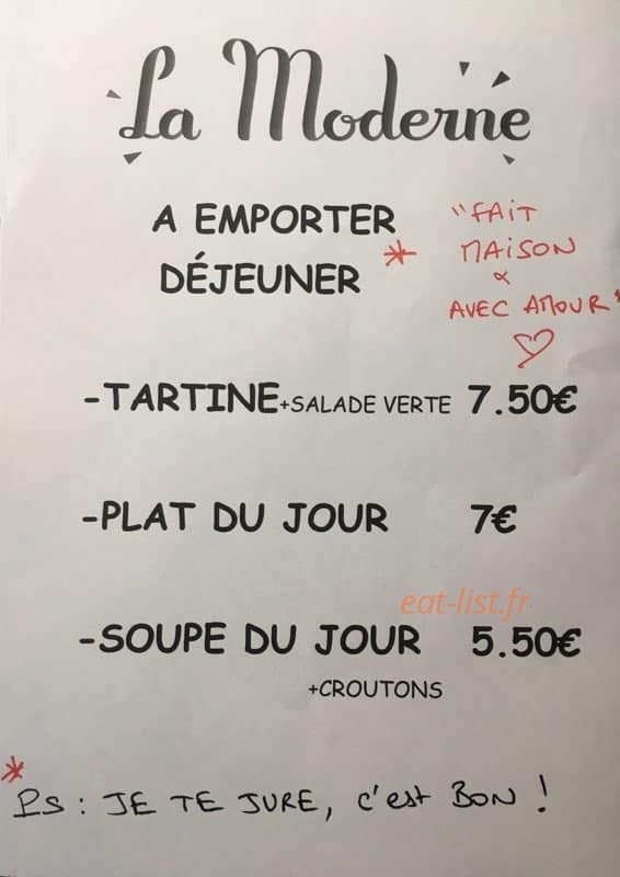 La Moderne — carte page 1
