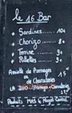 Le 16 Bar — carte page 1
