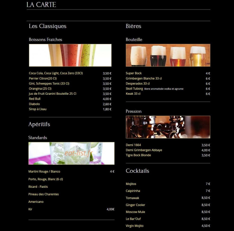 Le Bar'Ouf — carte page 1